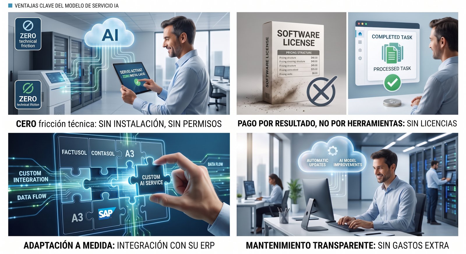 Integración de servicio IA con ERPs sin instalación